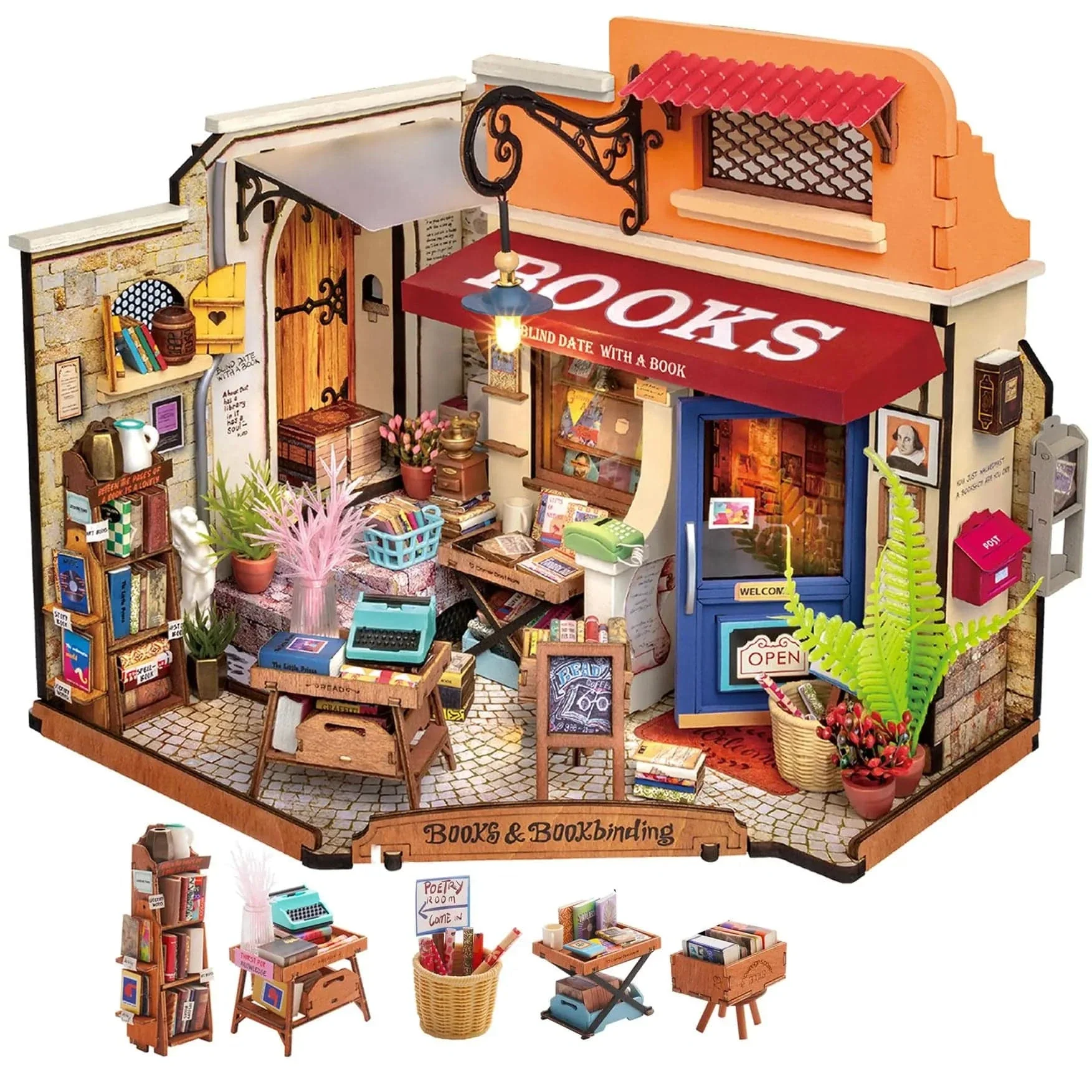 Rolife Corner Bookstore DIY Book Nook Kit